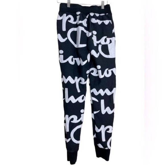 Champion Small Mens Jogger Pants Reverse Weave Giant Script Logo - Picture 3 of 7
